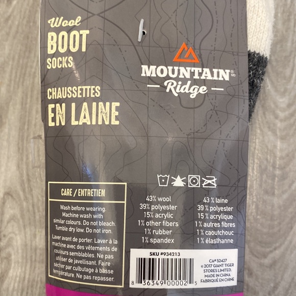 NWT Mountain Ridge Boot Socks Wool - Picture 3 of 3